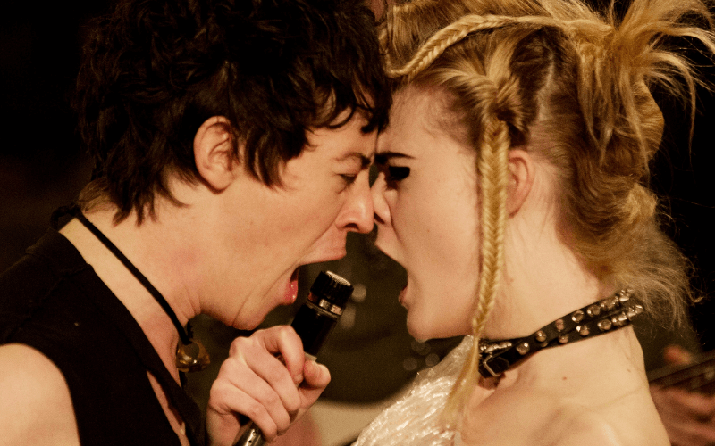 Alex Sharp and Elle Fanning in the film How to Talk to Girls at Parties
